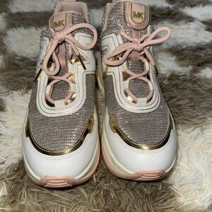 Michael Kors Metallic Pink and Gold Olympia Sneakers